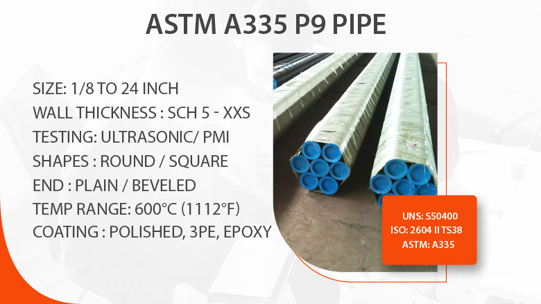 ASTM A335 P9 pipe manufacturer in India