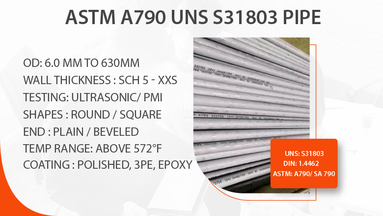 ASTM A790 UNS S31803 pipe manufacturer in India