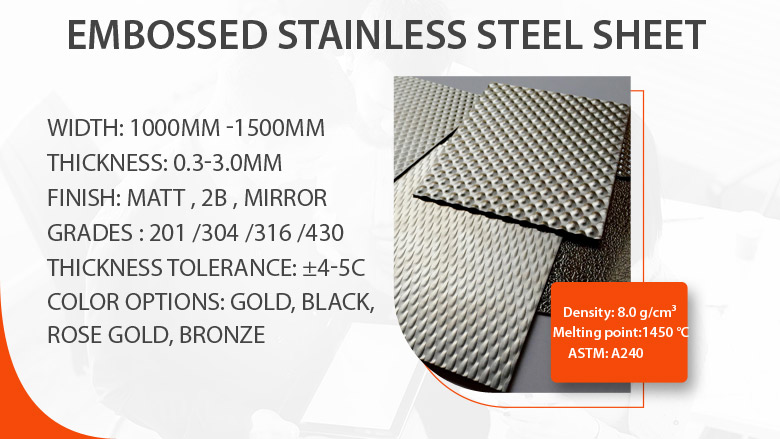Embossed stainless steel sheet supplier in India