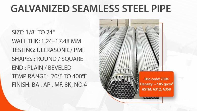 Galvanized seamless steel pipe manufacturer in India