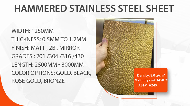 Hammered stainless steel sheet supplier in India