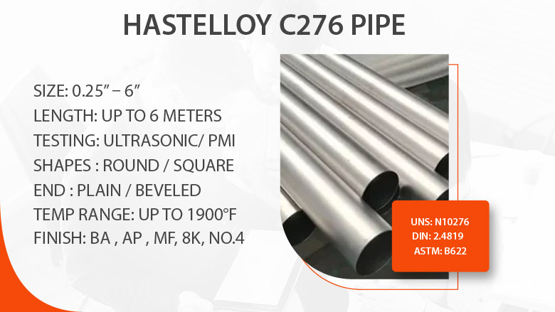 Hastelloy C276 pipe suppliers in India