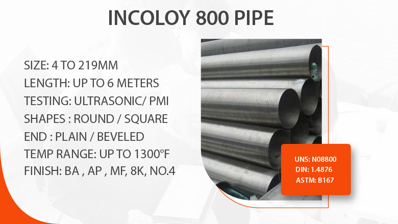 Incoloy 800 pipe manufacturer in India