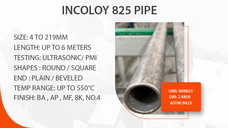 Incoloy 825 pipe manufacturer in India