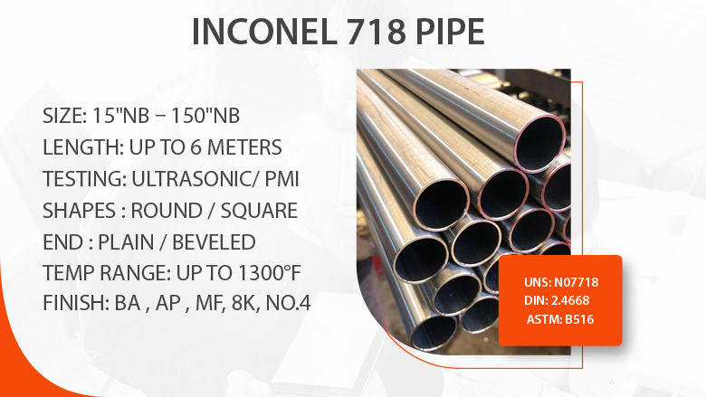 Inconel 718 pipe manufacturer in India