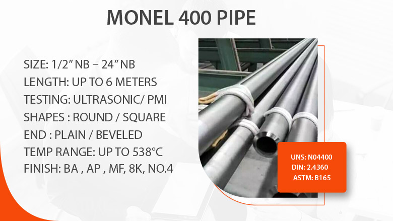 Monel 400 pipe suppliers in India