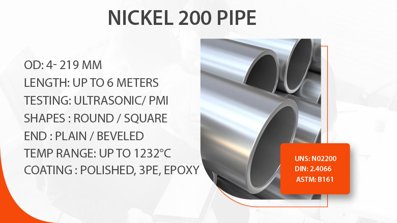 Nickel 200 Pipe manufacturer in India