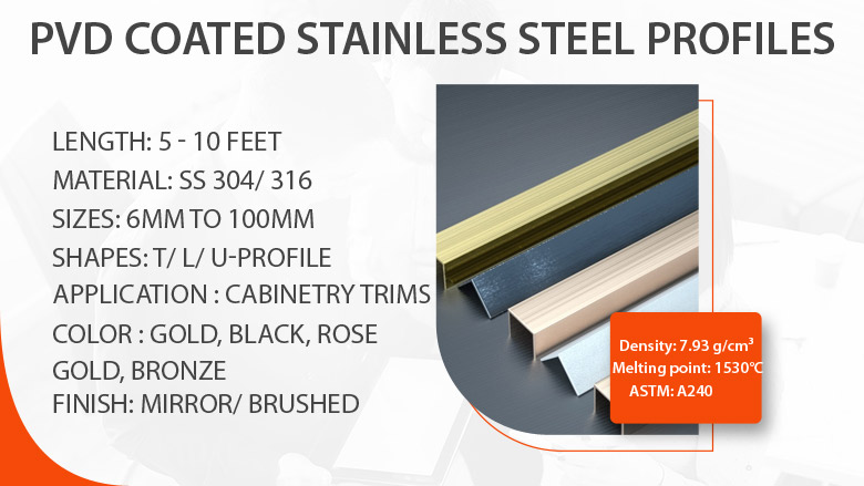 PVD coated stainless steel profiles manufacturer in India