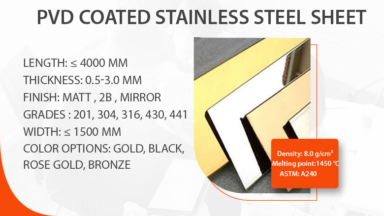 PVD coated stainless steel sheet supplier in India