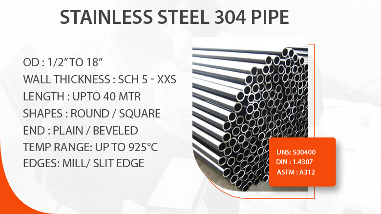 Stainless steel 304 pipe manufacturer in India