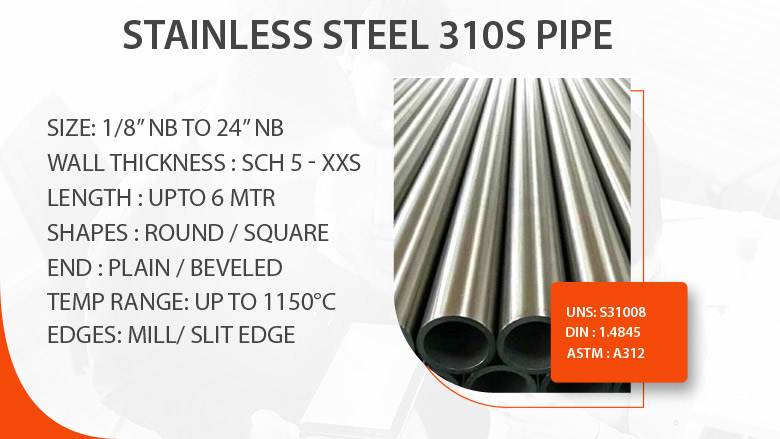 Stainless steel 310S pipe manufacturer in India