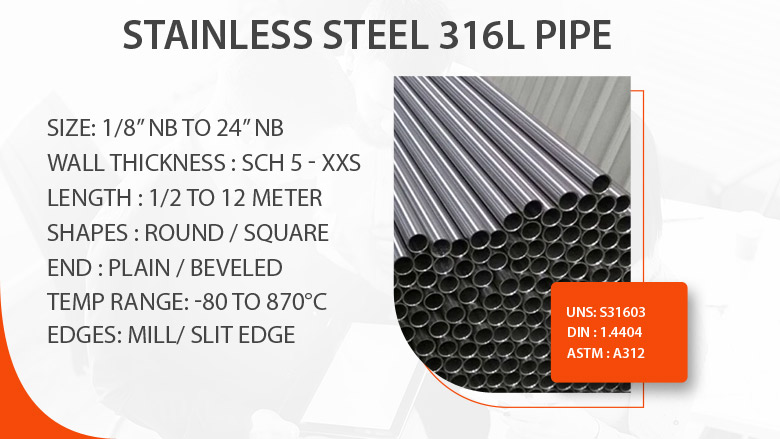 Stainless steel 316L pipe manufacturer in India
