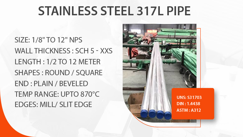Stainless steel 317L pipe manufacturer in India