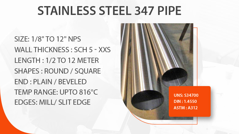Stainless steel 347 pipe manufacturer in India