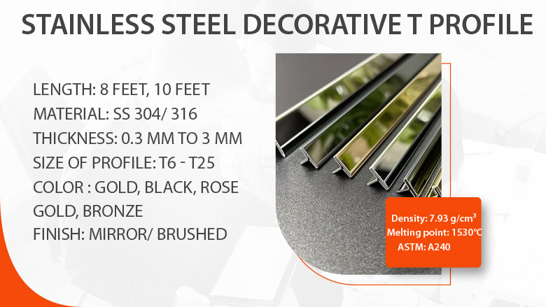 Stainless steel decorative T profile manufacturer in India