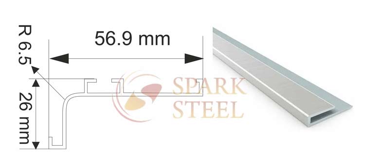 Stainless steel J profiles sections dimensions