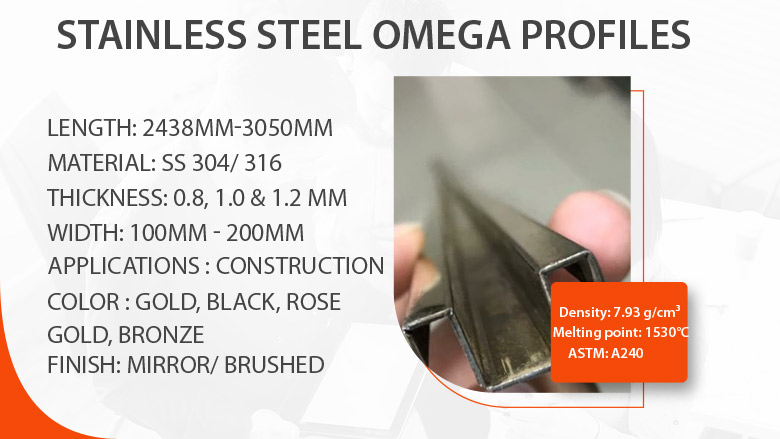 Stainless steel omega profile manufacturer in India