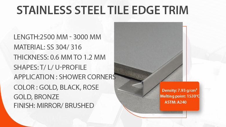 Stainless steel tile edge trim manufacturer in India