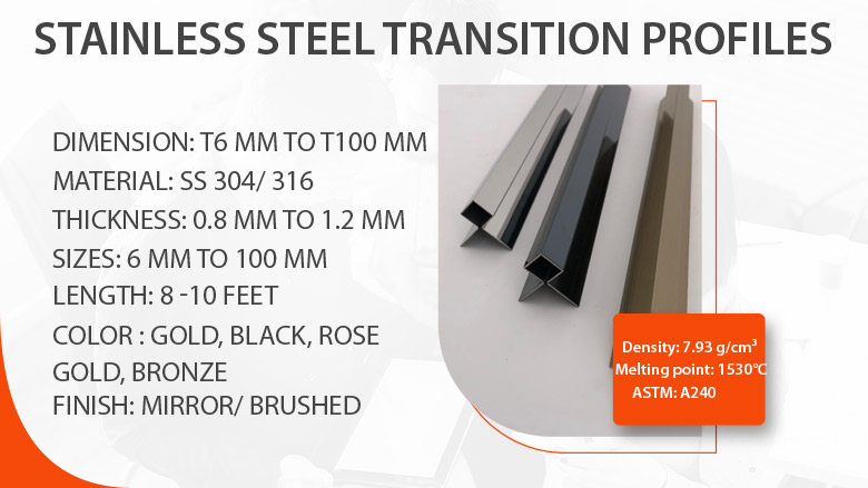 Stainless steel transition profiles manufacturer in India