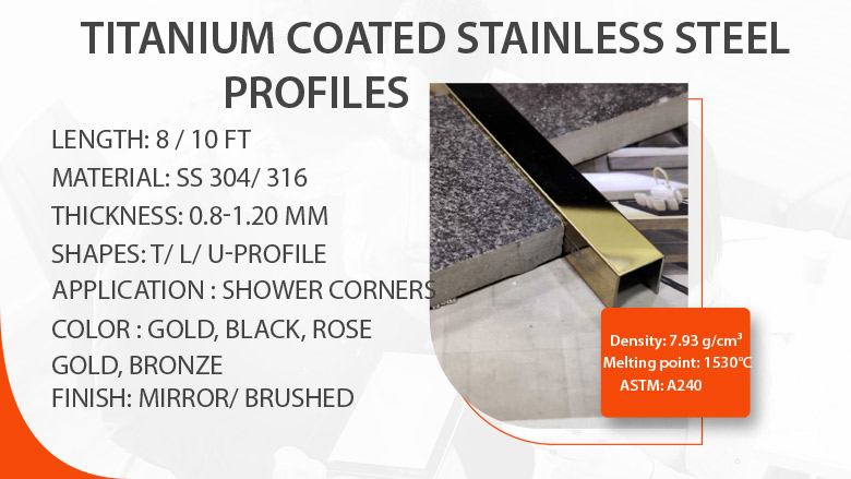Titanium coated stainless steel profiles manufacturer in India