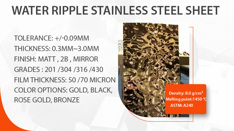 Water ripple stainless steel sheet supplier in India